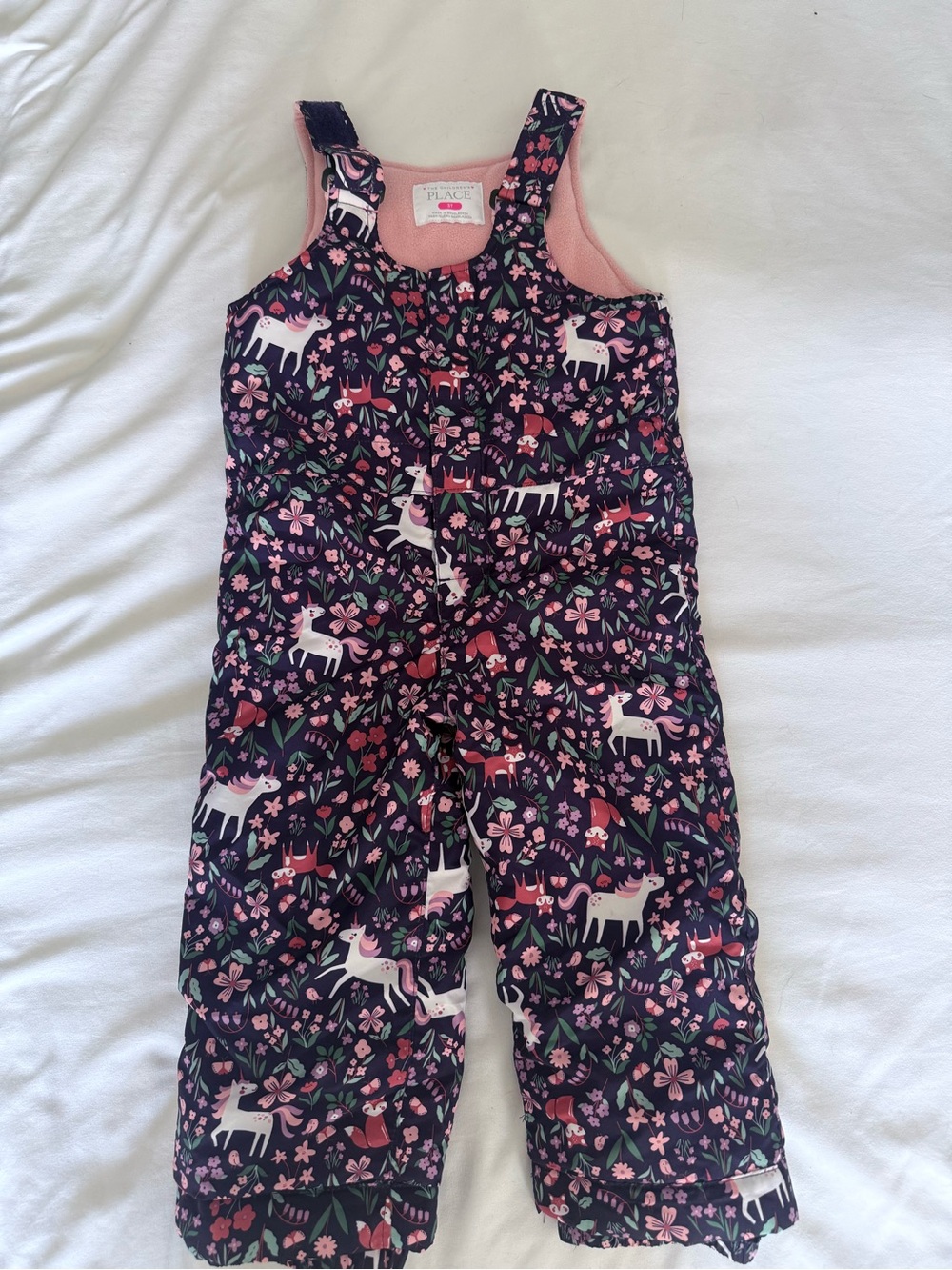 The Children's Place Unicorn Floral Overalls 3T